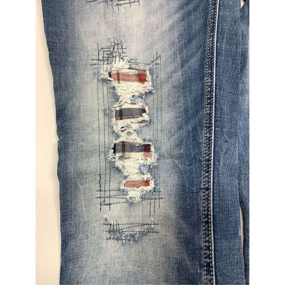 Miss Me Jean Signature Plaid Patch Skinny Jean Size 31 - Picture 3 of 10